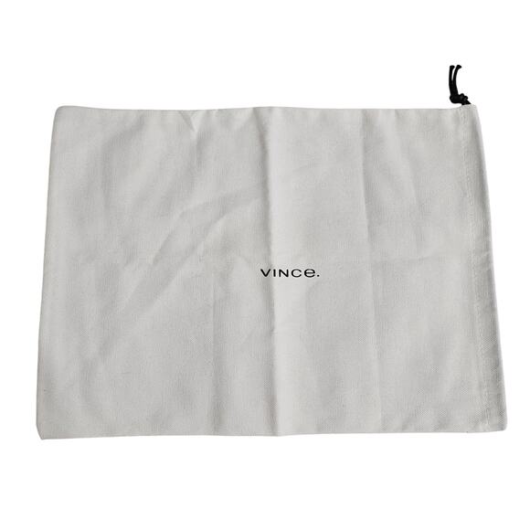 VINCE DRAWSTRING DUST BAG – 14" X 10" – WHITE FABRIC – BLACK LOGO ACCESSORY BAG - Picture 1 of 7